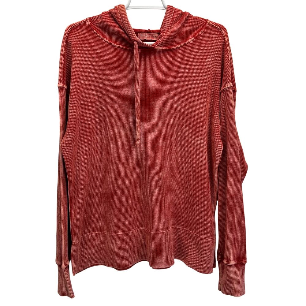 Michael Stars Thermal Hooded Shirt Red Was Med